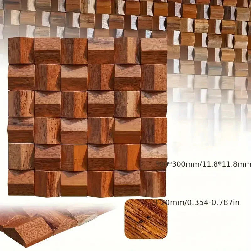 Pannello a mosaico 3D in legno massiccio Premium ✅(30 x 30 cm)