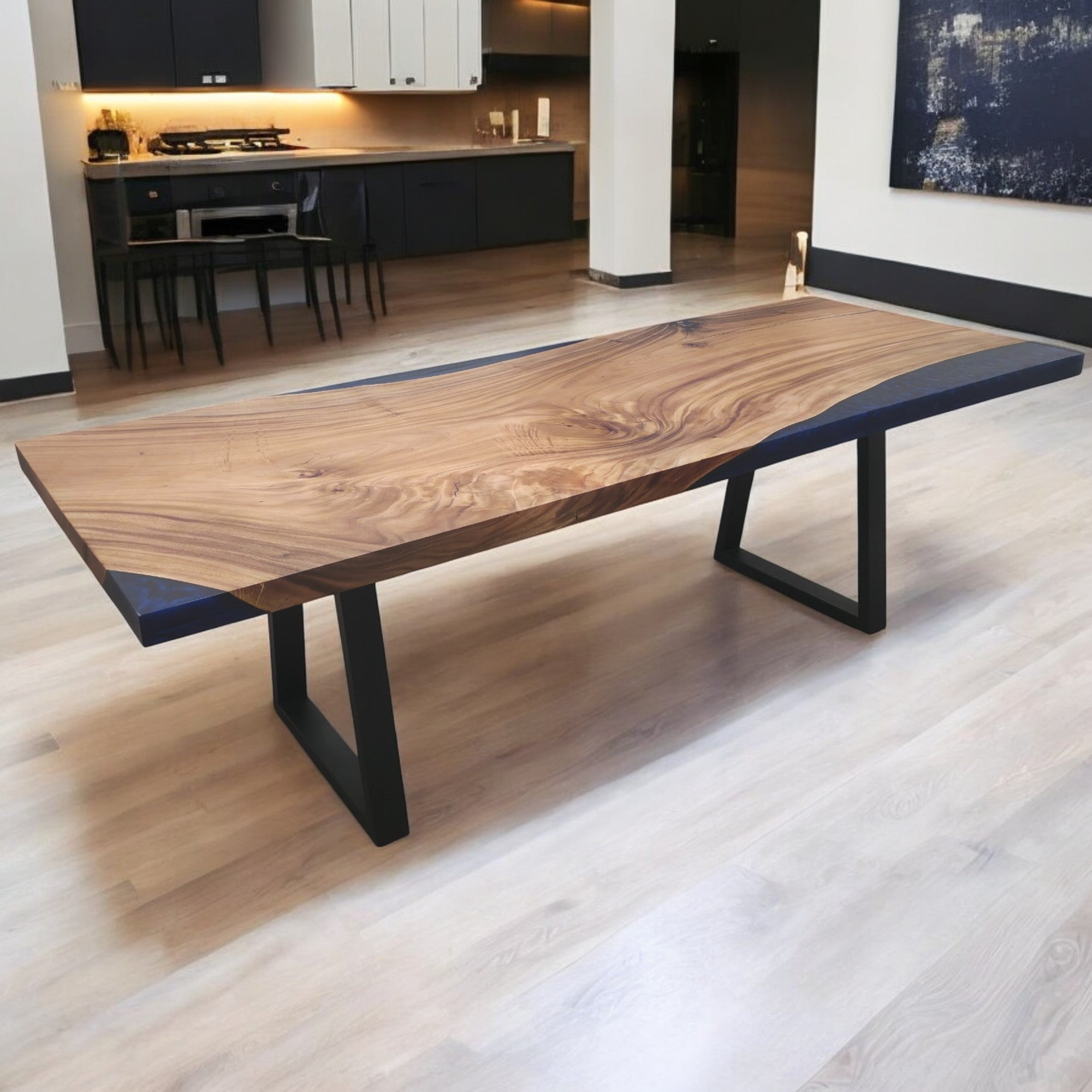 Tavolo da pranzo in noce indiano orientale con bordo vivo da 239 cm x 91 cm