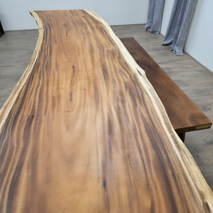 Tavolo da pranzo in noce indiano dal bordo vivo, 300 cm x 88 cm