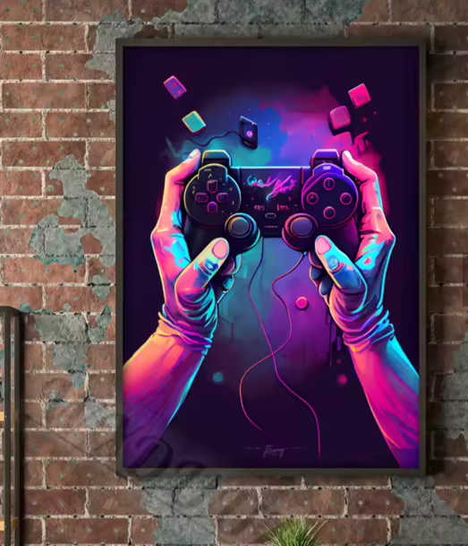 Quadri Premium - Neon Respawn: Collezione di Quadri Gamer (Disponibili in Diverse Misure)